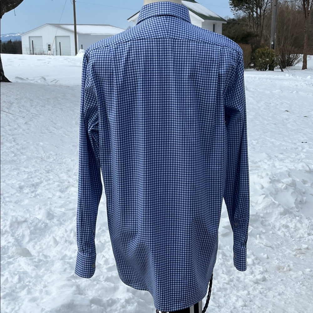 -Peter Millar Blue/White Gingham Button Down L/S As New Shirt Men's Size L - Picture 8 of 14